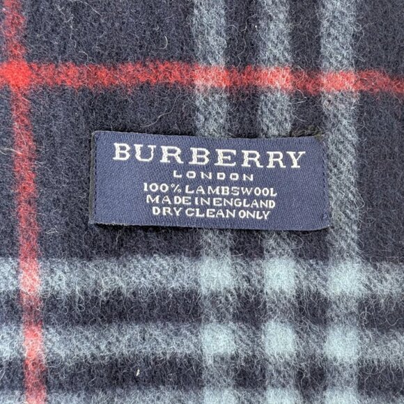 Burberry Designer Lambswool Scarf Navy Unisex – Used – Elegant Cold Weather Wrap - Picture 2 of 7